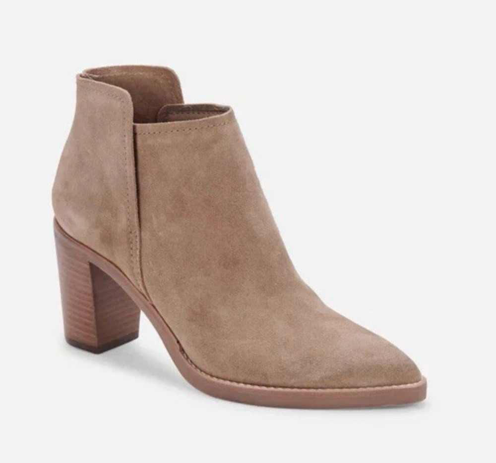 Dolce Vita 9 Suede Booties Neutral Mushroom Pointed Toe Booties Ankle Boots NWOT